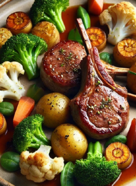 Oven-baked Lamb Chops with Baby Potatoes and Frozen Vegetables