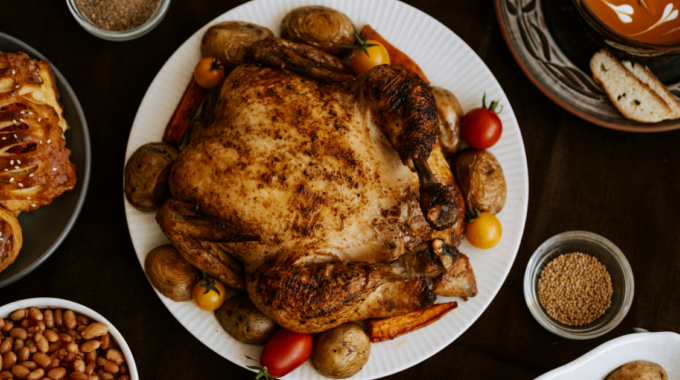 Roast Turkey with Aromatic Butter and Vegetables