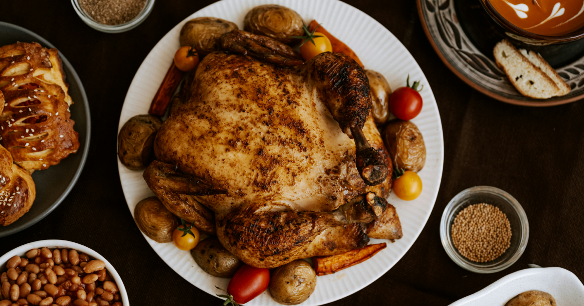 Roast Turkey with Aromatic Butter and Vegetables