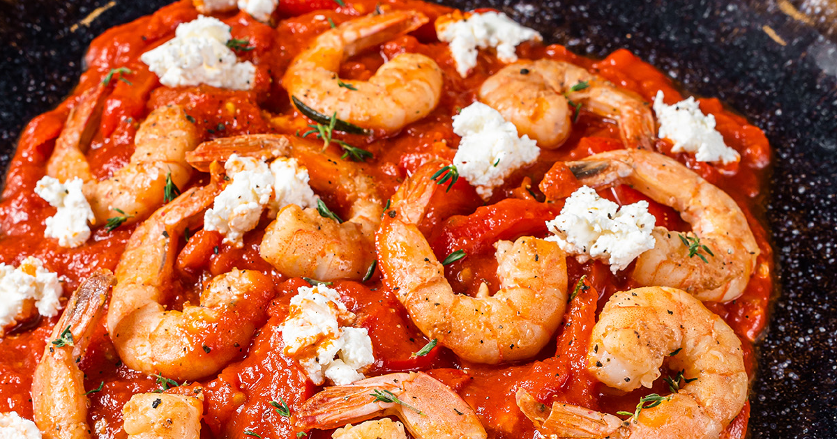 Shrimps with Tomato and Feta